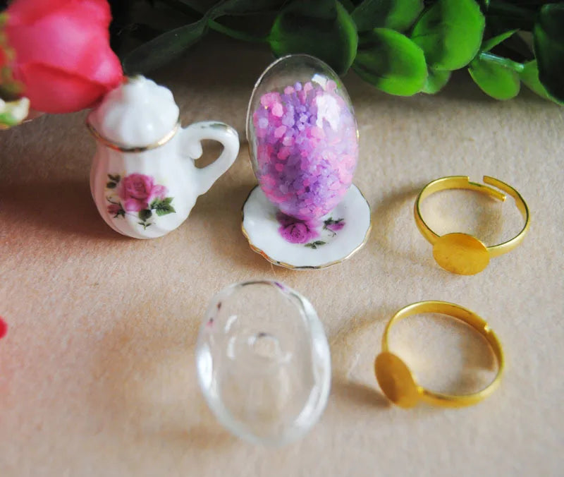 Glass Globe Bubble Vials & Ring Set DIY Pendant Glass Cover