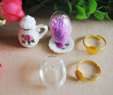 Glass Globe Bubble Vials & Ring Set DIY Pendant Glass Cover