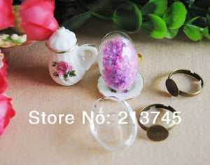 Glass Globe Bubble Vials & Ring Set DIY Pendant Glass Cover