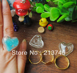 20 Sets 20mm Heart Glass Bubble & Ring Set Vial Pendant
