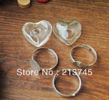 20 Sets 20mm Heart Glass Bubble & Ring Set Vial Pendant