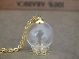 Glass Globe Flower Base Pendant Necklace