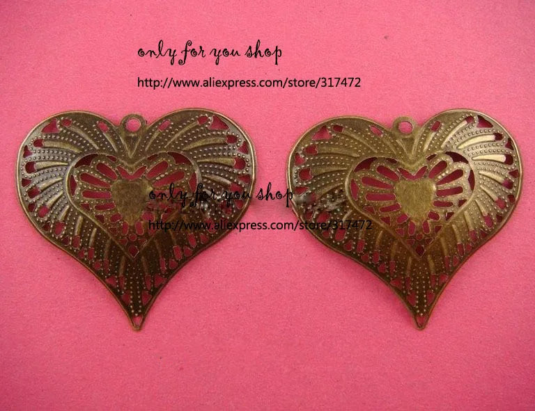 35mmx40mm Bronze Heart Pendant for Jewelry Making