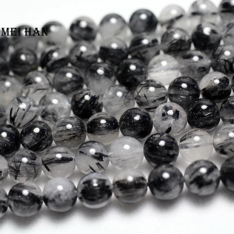 8mm Natural Rutilated Quartz Smooth Round Loose Stone Beads