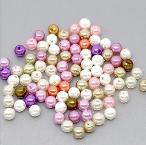 1000 PCs Mixed Pearl Acrylic Round Beads 6mm