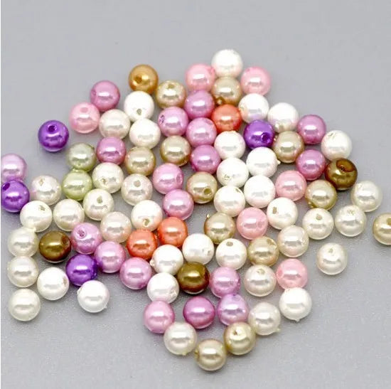 1000 PCs Mixed Pearl Acrylic Round Beads 6mm