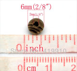Coffee Stripe Round Wood Spacer Beads 6mm - Pack of 1000