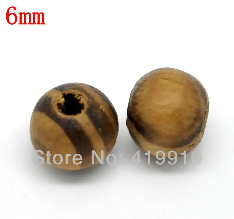 Coffee Stripe Round Wood Spacer Beads 6mm - Pack of 1000