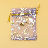 100pcs 7x9cm Purple Heart Organza Bags Gift Bags Jewelry Pouches