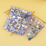 100pcs 7x9cm Purple Heart Organza Bags Gift Bags Jewelry Pouches