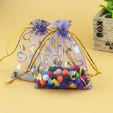 100pcs 7x9cm Purple Heart Organza Bags Gift Bags Jewelry Pouches