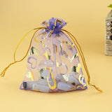 100pcs 7x9cm Purple Heart Organza Bags Gift Bags Jewelry Pouches