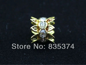10MM Flower Caps Beads Crystal Rhinestone Spacers Copper Plated Findings