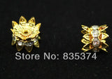 10MM Flower Caps Beads Crystal Rhinestone Spacers Copper Plated Findings