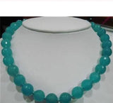 10mm Aquamarine Faceted Round Beads Necklace