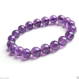 10mm Natural Purple Stone Stretchy Bangle Bracelet