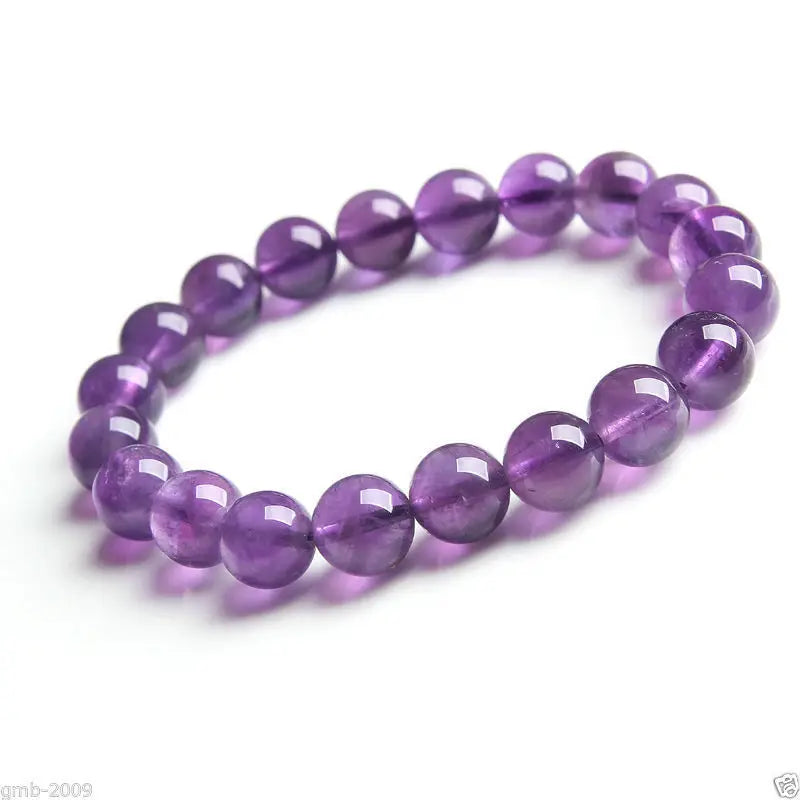 10mm Natural Purple Stone Stretchy Bangle Bracelet