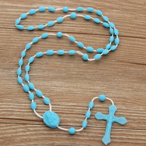 10pcs Bright Hot Cross Rosary Plastic Necklace