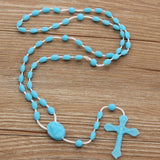 10pcs Bright Hot Cross Rosary Plastic Necklace