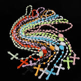 10pcs Bright Hot Cross Rosary Plastic Necklace