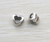 50pcs Antique Silver Alloy Heart Big Hole Beads for European Bracelet DIY