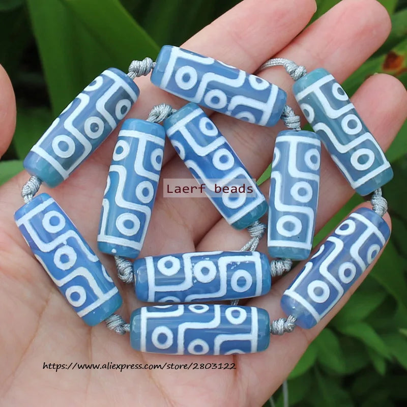10x30mm Yellow DZI Beads Tibet Agate DIY Pendant 6pcs