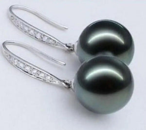 12MM Natural Tahitian Round Shell Pearl Earring