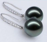 12MM Natural Tahitian Round Shell Pearl Earring