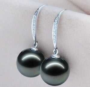 12MM Natural Tahitian Round Shell Pearl Earring