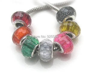 100pcs 14mm Silver Plated Resin Charms Beads for European Bracelet DIY