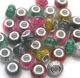 100pcs 14mm Silver Plated Resin Charms Beads for European Bracelet DIY