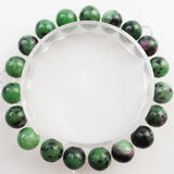 8mm Rubys in Fuchsite Round Beads Stretchy Bracelet 7.5 inch