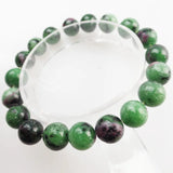 8mm Rubys in Fuchsite Round Beads Stretchy Bracelet 7.5 inch