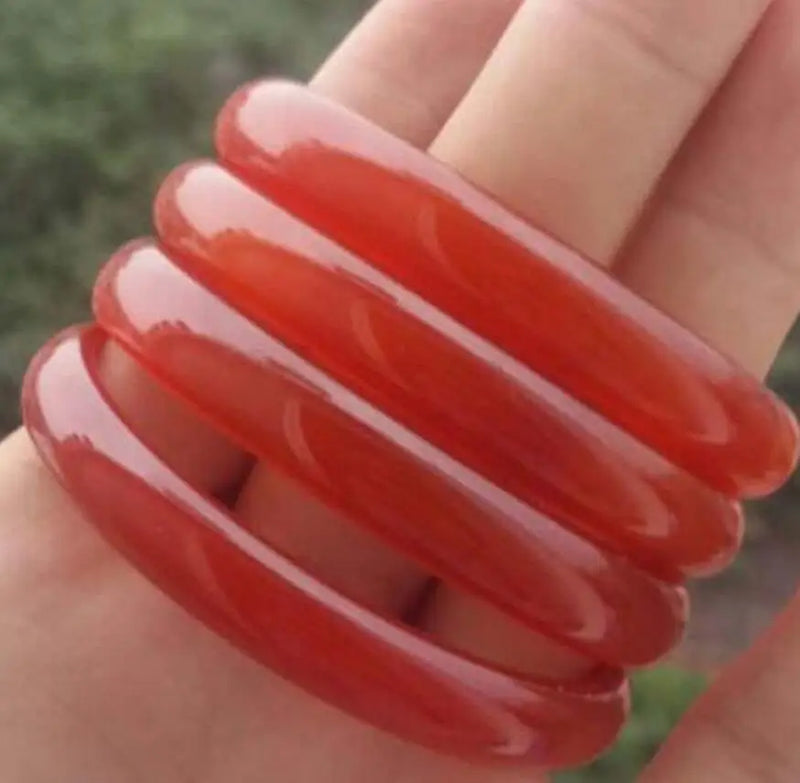 Natural Red Agate Flat Bracelet 58-62mm Women's Bangle Love Gift