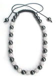 Shine Rhinestone Disco Balls Hematite Beads Necklace
