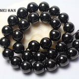 Natural Jet Smooth Round Loose Beads 12mm Set for Jewelry Making DIY