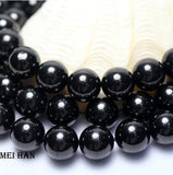 Natural Jet Smooth Round Loose Beads 12mm Set for Jewelry Making DIY