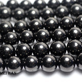 Natural Jet Smooth Round Loose Beads 12mm Set for Jewelry Making DIY