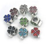 30pcs 12x9mm Rhinestone Four Leaves Beads for European Bracelet DIY