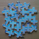 Opal Cross Pendant Charms Natural Stone Cross Pendants for Women and Men Jewelry