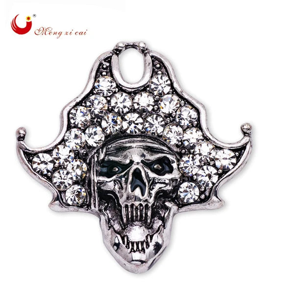 Vintage Skull Mens Suit Brooch with Rhinestone Crystal X1511