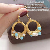 Turquoise Beads Pearl Loop Earring
