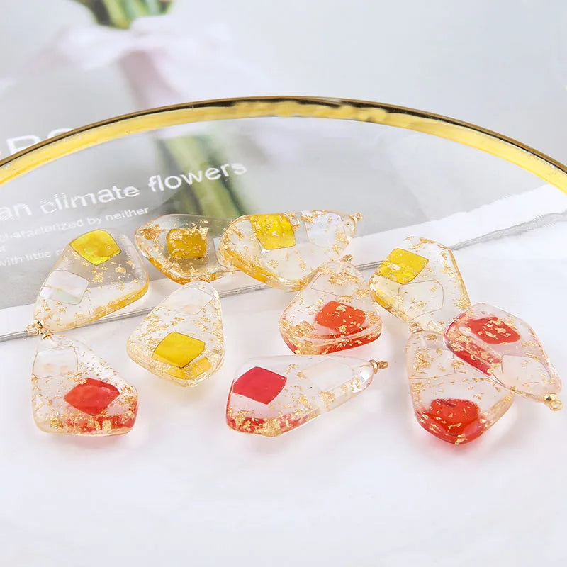 20pcs Colorful Glitter Acrylic Geometry Necklace Pendants Girls Earring Charm