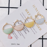 20pcs Glitter Enamel Alloy Round Charms Earring Necklace Pendants 28*31mm