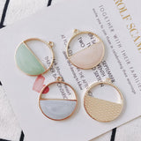 20pcs Glitter Enamel Alloy Round Charms Earring Necklace Pendants 28*31mm