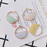 20pcs Glitter Enamel Alloy Round Charms Earring Necklace Pendants 28*31mm