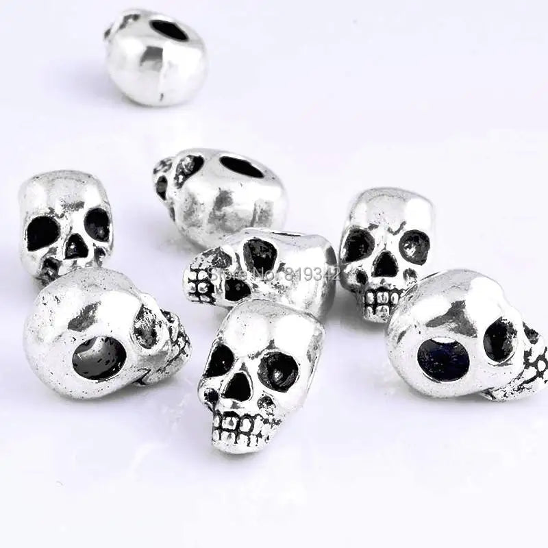 Lot of 20 Antique Skull Charm Spacer Beads 15x10mm