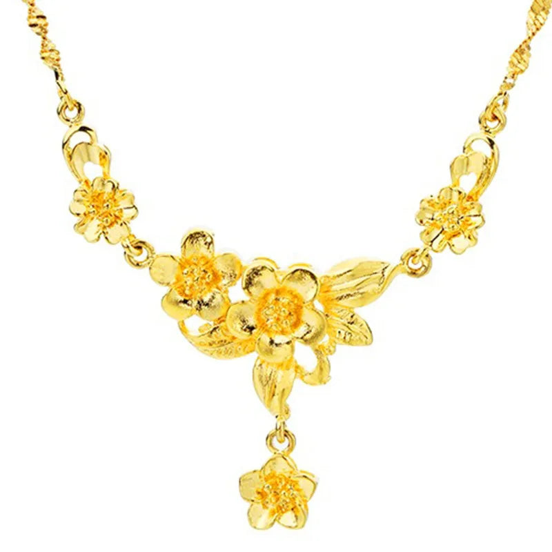 24K Tassel Long Necklace for Women Wedding Statement Jewelry
