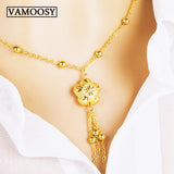 24K Tassel Long Necklace for Women Wedding Statement Jewelry