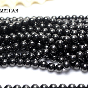 (2strands/set) Natural 9mm Jet Round Loose Beads for DIY Jewelry Making